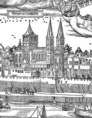 St. Kunibert im Kölner Stadtpanorama von Anton Woensam (1531)
