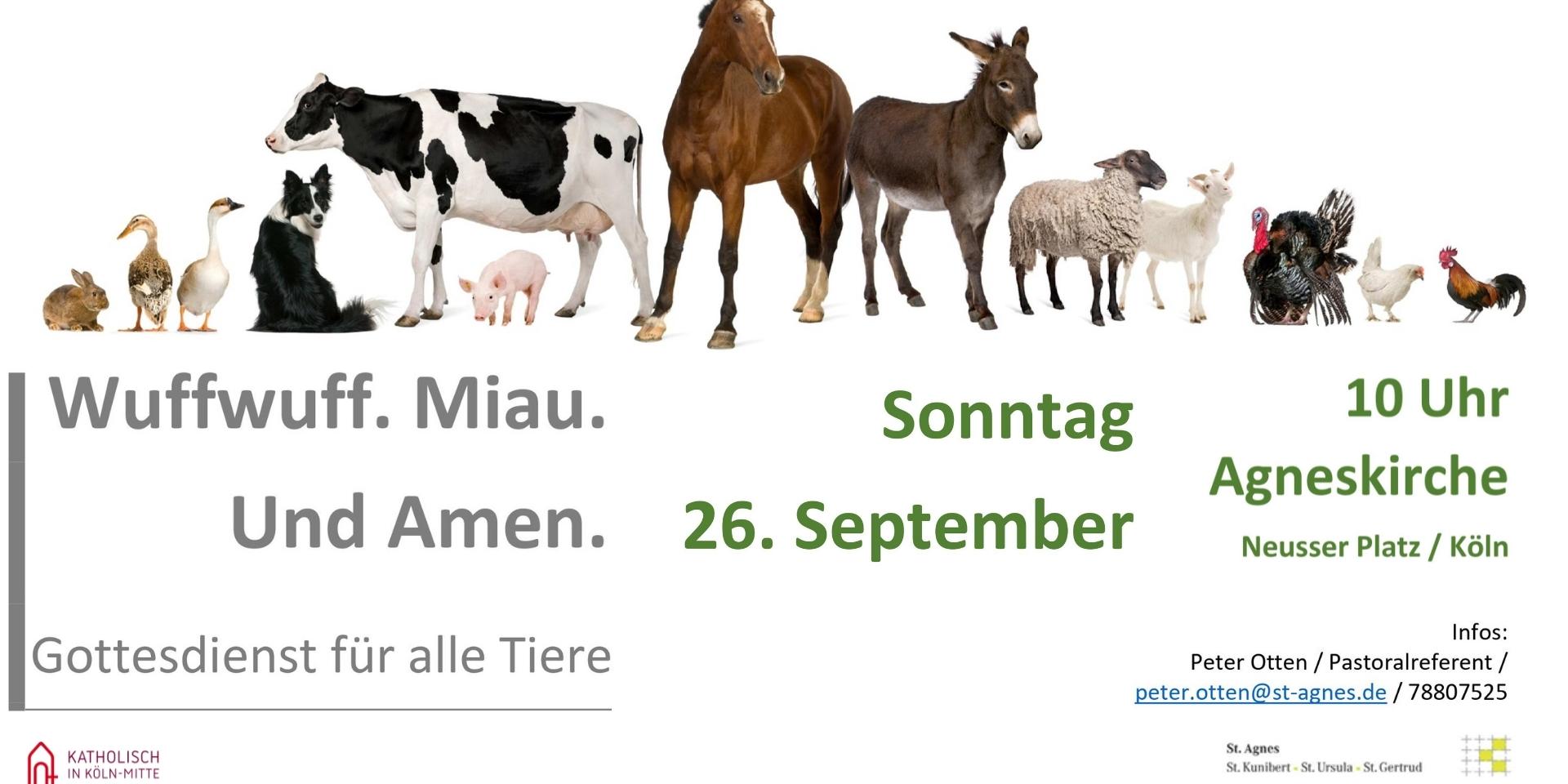 Einladung Haustiergottesdienst 26.09.2021 in St. Agnes