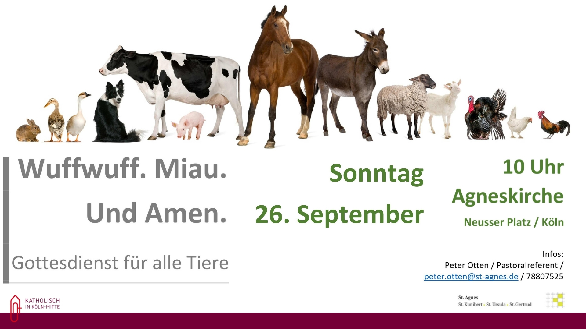 Einladung Haustiergottesdienst 26.09.2021 in St. Agnes