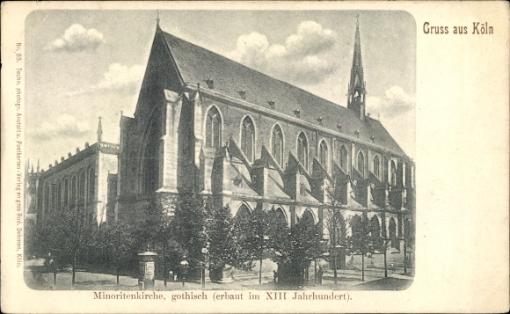 Postkarte mit Minoritenkirche, um 1900