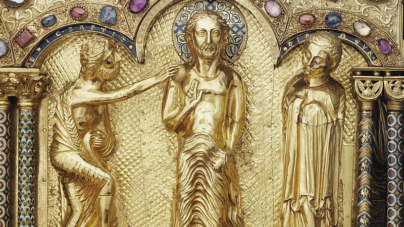 taufe christi - darstellung auf dem dreikönigenschrein im kölner dom