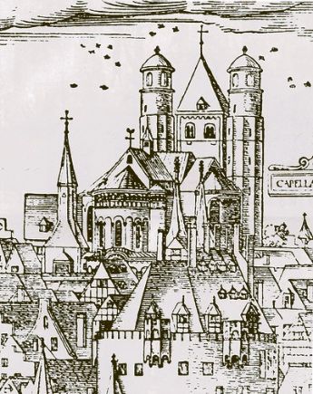 St. Maria im Kapitol in der Stadtansicht von Anton Woensam (1531)